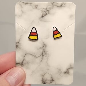 Handmade Shrinking Plastic Candy Corn Stud Earrings